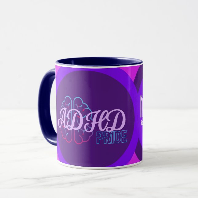 ADHD Pride Modern Brain Coffee Mug (Front Left)