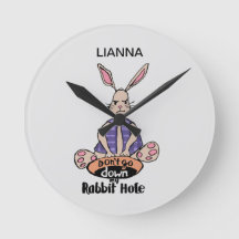 ADHD Rabbit Hole Personalised Round Wall Clock