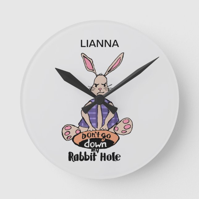 ADHD Rabbit Hole Personalised Round Wall Clock (Front)