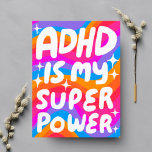 ADHD Super Power Fun Bubble Letters CUSTOM  Postcard<br><div class="desc">Hand made card for you! Customise with your own text or change the colours. Check my shop for lots more colours and designs or let me know if you'd like something custom!</div>