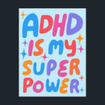 ADHD Super Power Fun Bubble Letters CUSTOM  Postcard<br><div class="desc">Hand made card for you! Customise with your own text or change the colours. Check my shop for lots more colours and designs or let me know if you'd like something custom!</div>