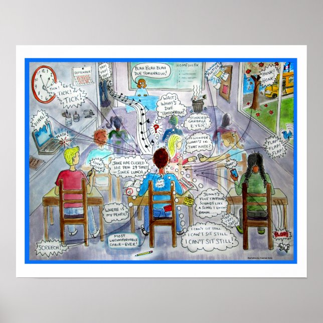ADHD Symptoms Poster-Great for your Classroom! Poster (Front)