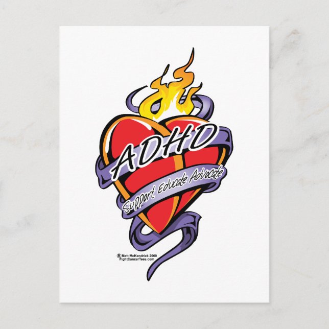ADHD Tattoo Heart Postcard (Front)