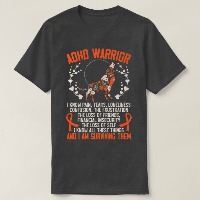 ADHD Warrior Embrace Neurodiversity ADHD Awareness T-Shirt (Design Front)