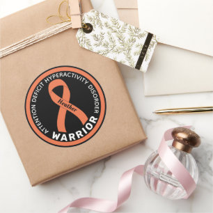 ADHD Warrior Ribbon Black Round Sticker