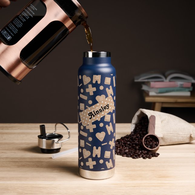 Adhesive Bandage Assortment Personalised Water Bottle (Coffee)