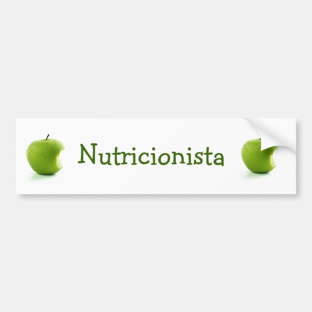 Adhesive Green Apple Nutritionist Bumper Sticker (Front)
