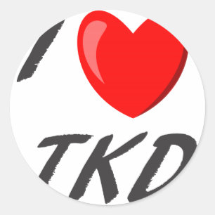 adhesive I Love TKD Classic Round Sticker