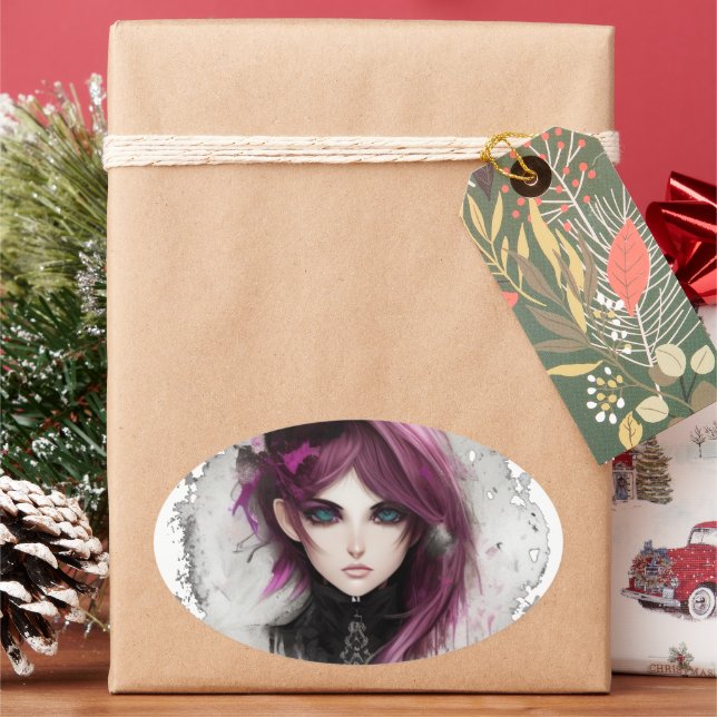 Adhesive RPG elfa maga Oval Sticker (Holiday)