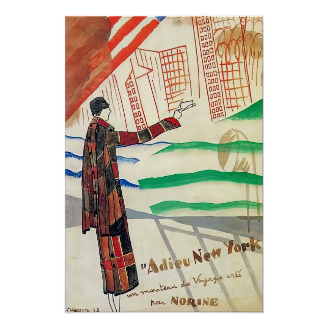 Adieu New York poster by Rene Magaritte (Front)