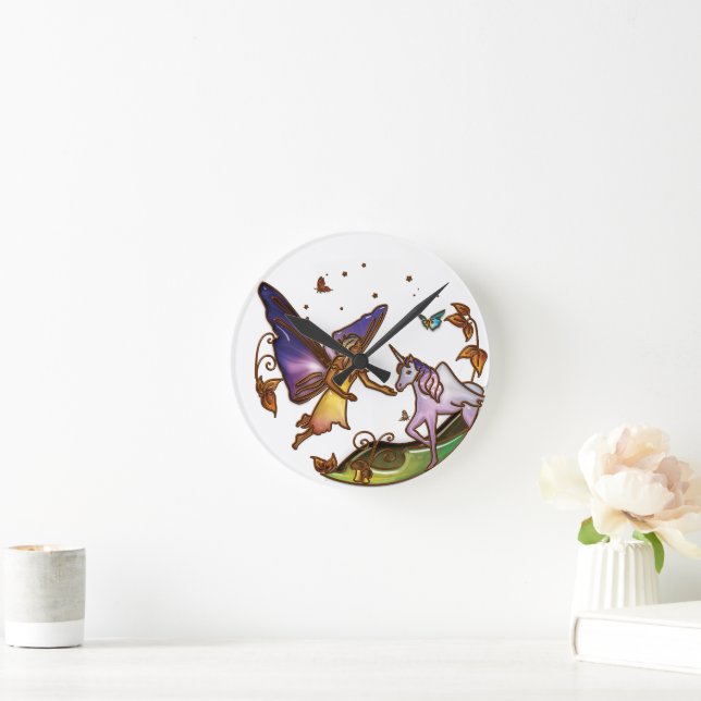 Adilyn Faery Wall Clock, 8" Round Acrylic Clock (Home)