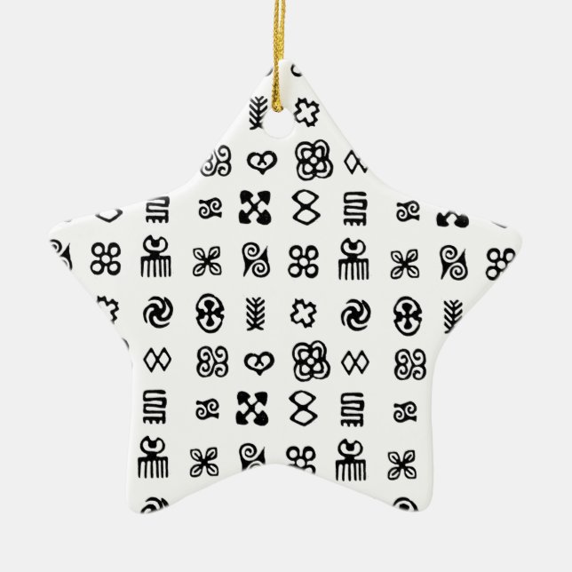 Adinkra African Symbols Ceramic Ornament (Front)