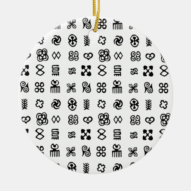 Adinkra African Symbols Ceramic Ornament (Front)