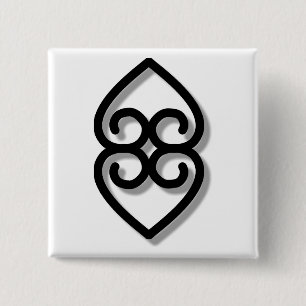 Adinkra - earth-BW 15 Cm Square Badge