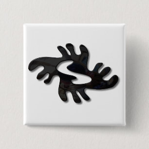Adinkra-peace-shiny black 15 cm square badge