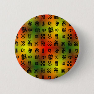 Adinkra Symbols With African Colours 6 Cm Round Badge
