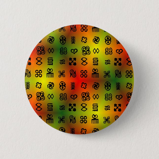 Adinkra Symbols With African Colours 6 Cm Round Badge (Front)