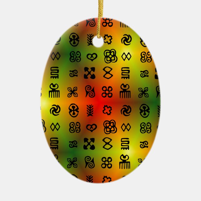 Adinkra Symbols With African Colours Ceramic Tree Decoration (Front)