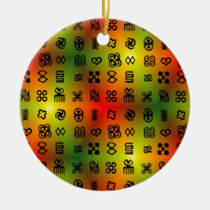 Adinkra Symbols With African Colours Ceramic Tree Decoration