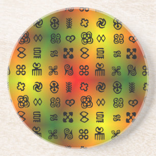 Adinkra Symbols With African Colours Coaster