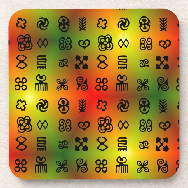 Adinkra Symbols With African Colours Coaster (Front)