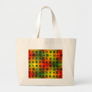 Adinkra Symbols With African Colours Large Tote Bag