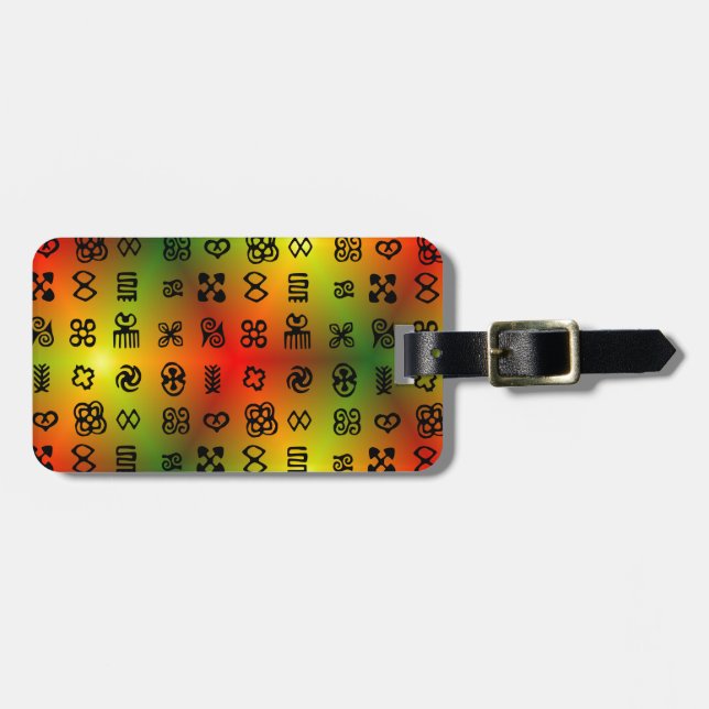 Adinkra Symbols With African Colours Luggage Tag (Front Horizontal)