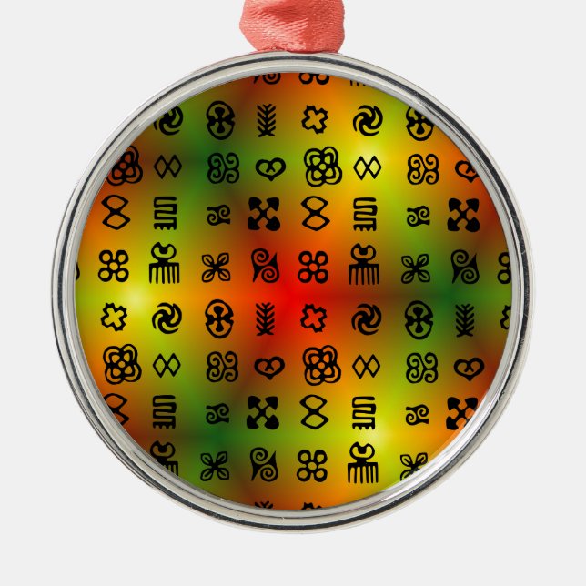 Adinkra Symbols With African Colours Metal Tree Decoration (Front)