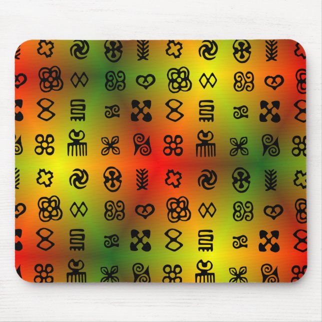 Adinkra Symbols With African Colours Mouse Pad (Front)