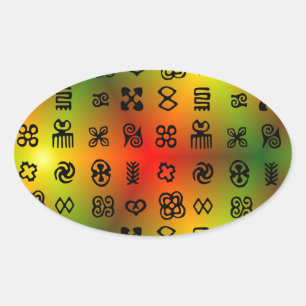Adinkra Symbols With African Colours Oval Sticker