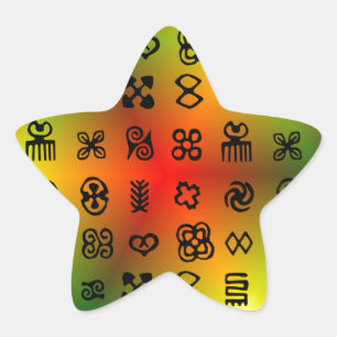 Adinkra Symbols With African Colours Star Sticker