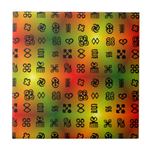 Adinkra Symbols With African Colours Tile