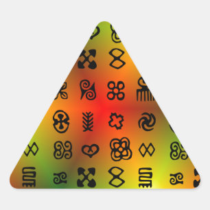 Adinkra Symbols With African Colours Triangle Sticker