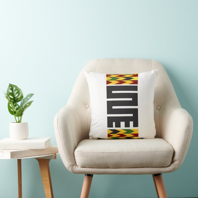Adinkra Throw Pillow with Colourful Kente Accent (Chair)