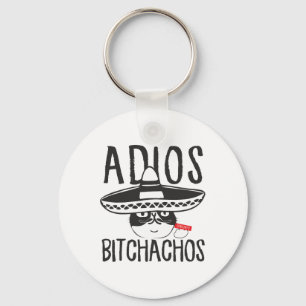 Adios Achos Cat In Sombrero Funny Cinco De Mayo Qu Key Ring