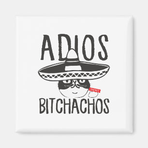 Adios Achos Cat In Sombrero Funny Cinco De Mayo Qu Magnet