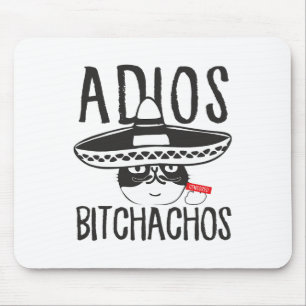Adios Achos Cat In Sombrero Funny Cinco De Mayo Qu Mouse Pad