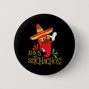 Adios Achos Cinco De Mayo Mexican Chilli Peppers 6 Cm Round Badge