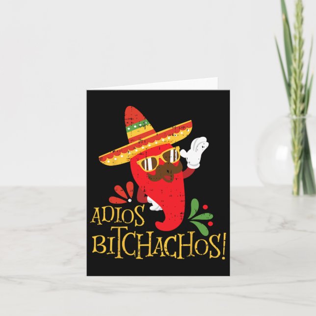 Adios Achos Cinco De Mayo Mexican Chilli Peppers  Card (Front)