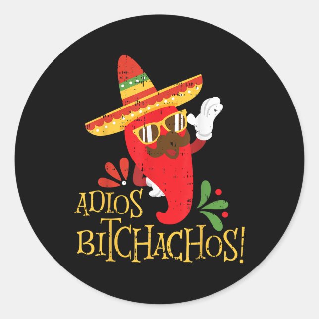 Adios Achos Cinco De Mayo Mexican Chilli Peppers  Classic Round Sticker (Front)
