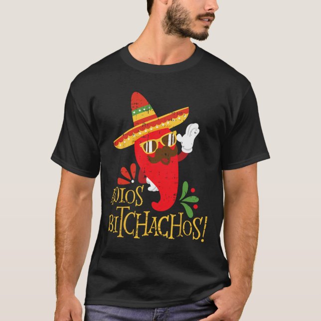 Adios Achos Cinco De Mayo Mexican Chilli Peppers  T-Shirt (Front)