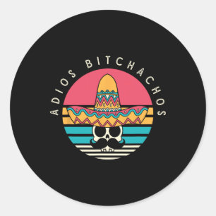 Adios Achos Funny Skull Sombrero Retro Cinco De Ma Classic Round Sticker