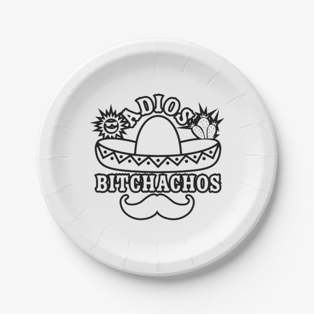 Adios Bitchachos Fiesta Theme Funny Quote Paper Plate (Front)