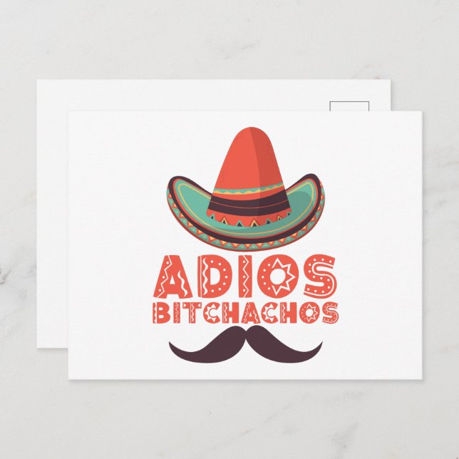 Adios Bitchachos Sombrero Retro Cinco De Mayo Postcard (Front/Back)