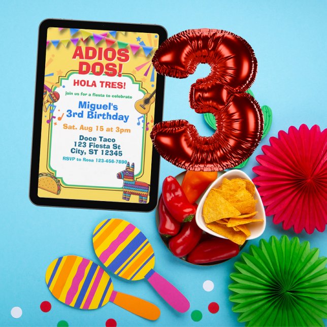 Adios Dos, 3rd Birthday Fiesta Invitation (Creator Uploaded)