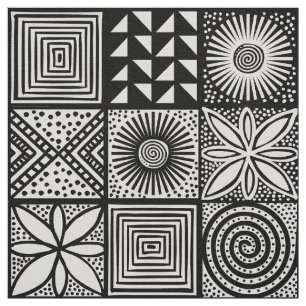 Adire Pattern - Black and White Fabric