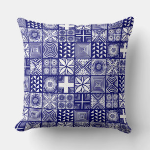 Adire Pattern - Deep Blue and White Cushion