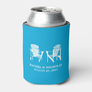 Adirondack Beach Chairs Bright Blue Wedding Can Cooler