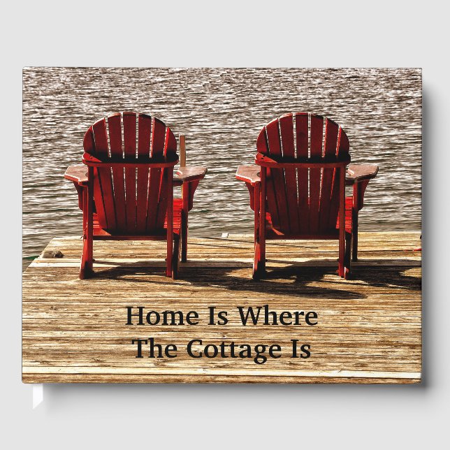 Adirondack Beach Chairs Brown Rustic Cottage Guest Book (Front)