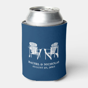 Adirondack Beach Chairs Dark Blue Wedding Can Cooler